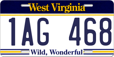 WV license plate 1AG468