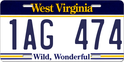 WV license plate 1AG474