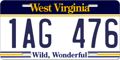 WV license plate 1AG476