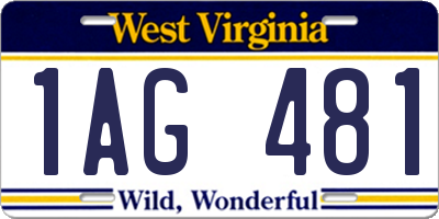 WV license plate 1AG481