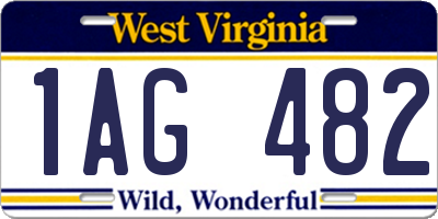 WV license plate 1AG482