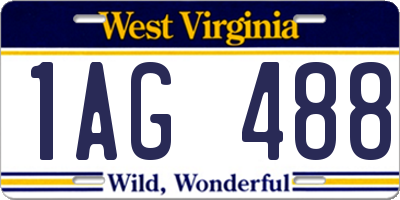 WV license plate 1AG488