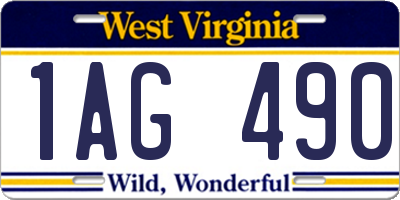 WV license plate 1AG490