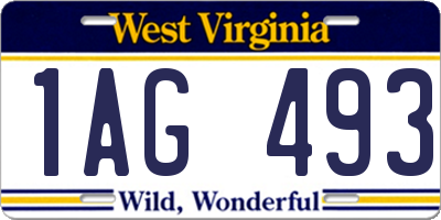 WV license plate 1AG493