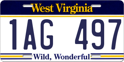 WV license plate 1AG497