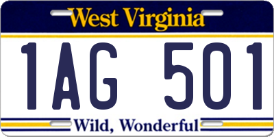 WV license plate 1AG501