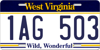 WV license plate 1AG503