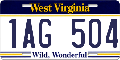 WV license plate 1AG504