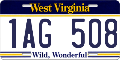 WV license plate 1AG508