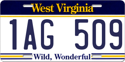 WV license plate 1AG509