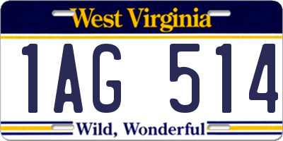 WV license plate 1AG514