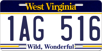 WV license plate 1AG516