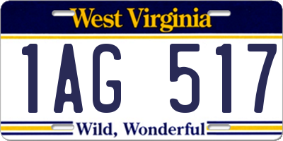 WV license plate 1AG517