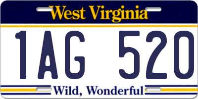 WV license plate 1AG520