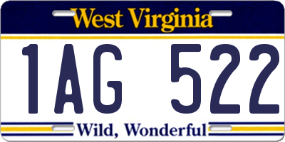 WV license plate 1AG522