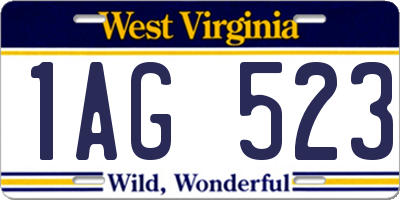 WV license plate 1AG523