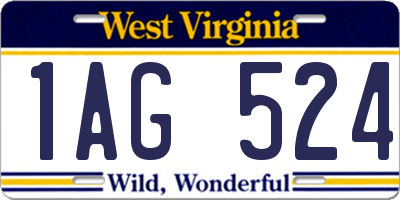 WV license plate 1AG524