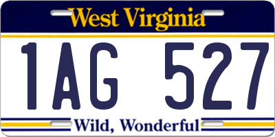 WV license plate 1AG527