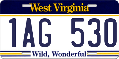 WV license plate 1AG530