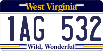 WV license plate 1AG532