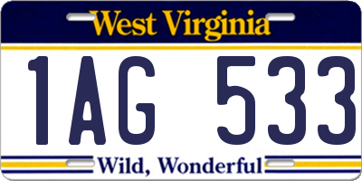 WV license plate 1AG533