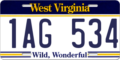 WV license plate 1AG534