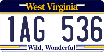 WV license plate 1AG536