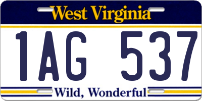 WV license plate 1AG537