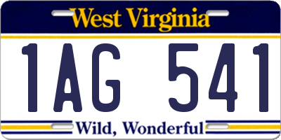 WV license plate 1AG541