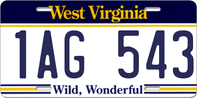 WV license plate 1AG543