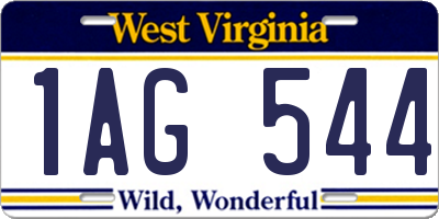 WV license plate 1AG544