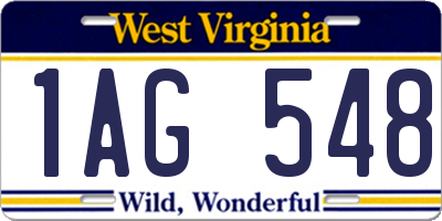 WV license plate 1AG548
