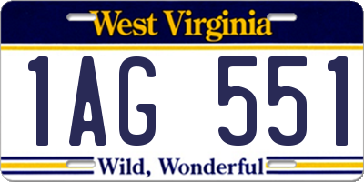 WV license plate 1AG551