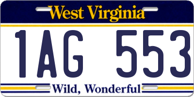 WV license plate 1AG553