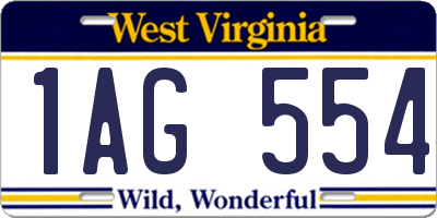 WV license plate 1AG554