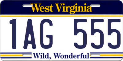 WV license plate 1AG555