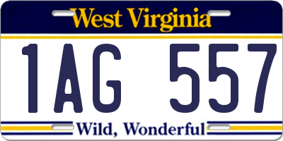 WV license plate 1AG557