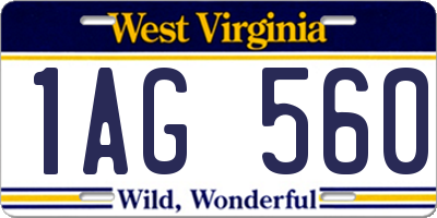 WV license plate 1AG560