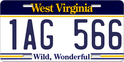 WV license plate 1AG566