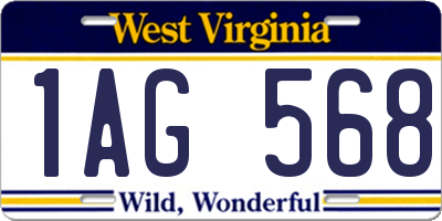 WV license plate 1AG568