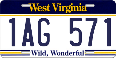 WV license plate 1AG571