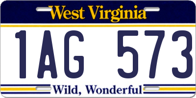 WV license plate 1AG573