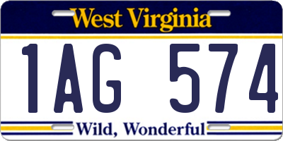 WV license plate 1AG574