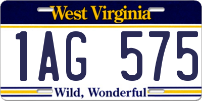 WV license plate 1AG575