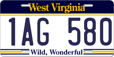 WV license plate 1AG580