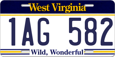 WV license plate 1AG582