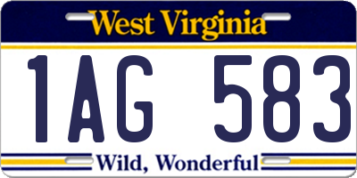 WV license plate 1AG583