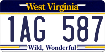 WV license plate 1AG587