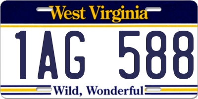 WV license plate 1AG588