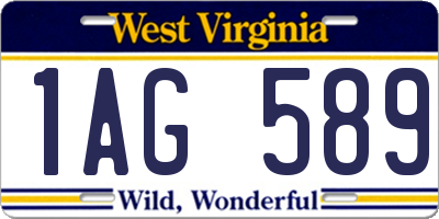 WV license plate 1AG589